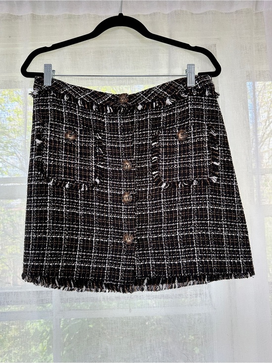 Blu Pepper Dresses & Skirts - Day to Day Pepper Black and White Tweed Button-Front Mini Skirt